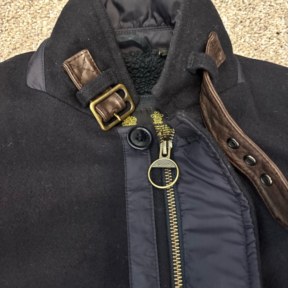 Barbour Barkston Deep Navy Wool Blend Men’s Jacket Small to Medium Heritage - Picture 10 of 16